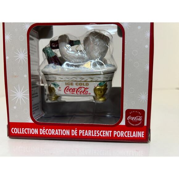 Coca-Cola Pearlescent Porcelain Ornaments Lot of 3 Christmas 2003 2004 - Picture 3 of 7